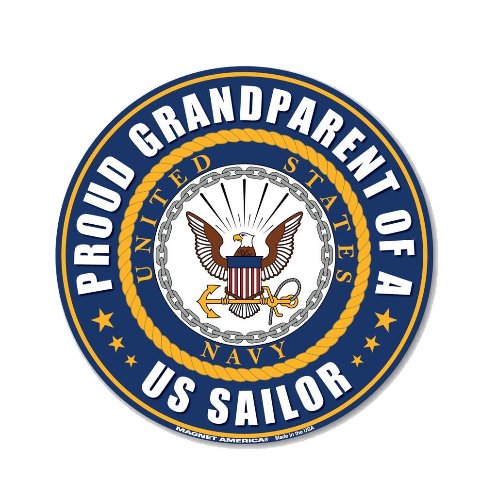 United States Navy Proud Grandparent of a US Sailor Circle Magnet (5") - Military Republic