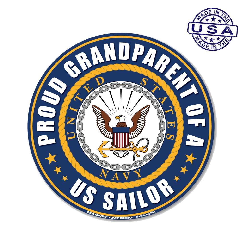 United States Navy Proud Grandparent of a US Sailor Circle Magnet (5") - Military Republic