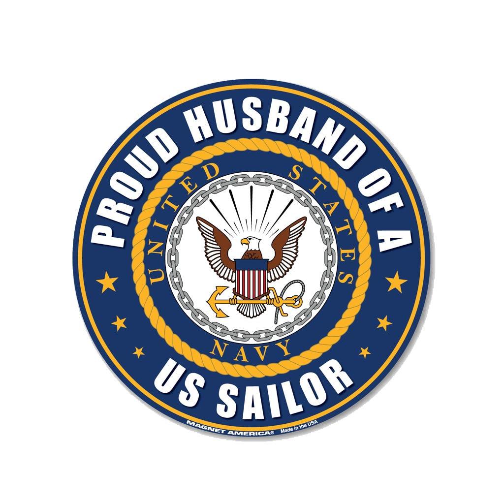 United States Navy Proud Husband of a US Sailor Circle Magnet (5") - Military Republic