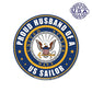 United States Navy Proud Husband of a US Sailor Circle Magnet (5") - Military Republic