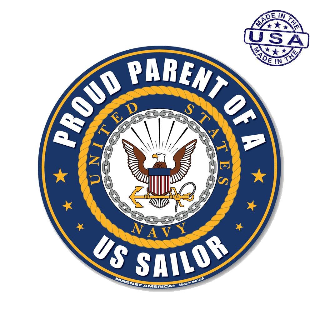 United States Navy Proud Parent of a US Sailor Circle Magnet (5") - Military Republic