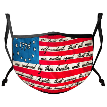 Patriotic 1776 Betsy Ross Flag Liberty and Justice For All Face Mask - Military Republic