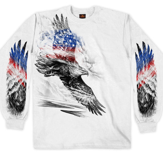 Pencil Eagle Patriotic Hot Leathers Long Sleeve Men's Shirt - Military Republic