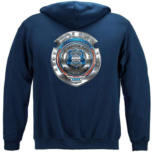 Police Honor Courage Sacrifice Badge Hoodie - Military Republic