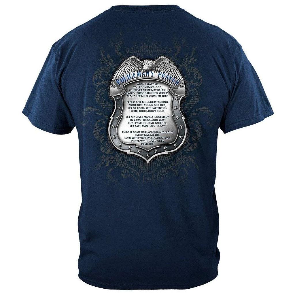 United States Policeman's Chrome Badge With Policeman's Prayer Premium T-Shirt - Military Republic