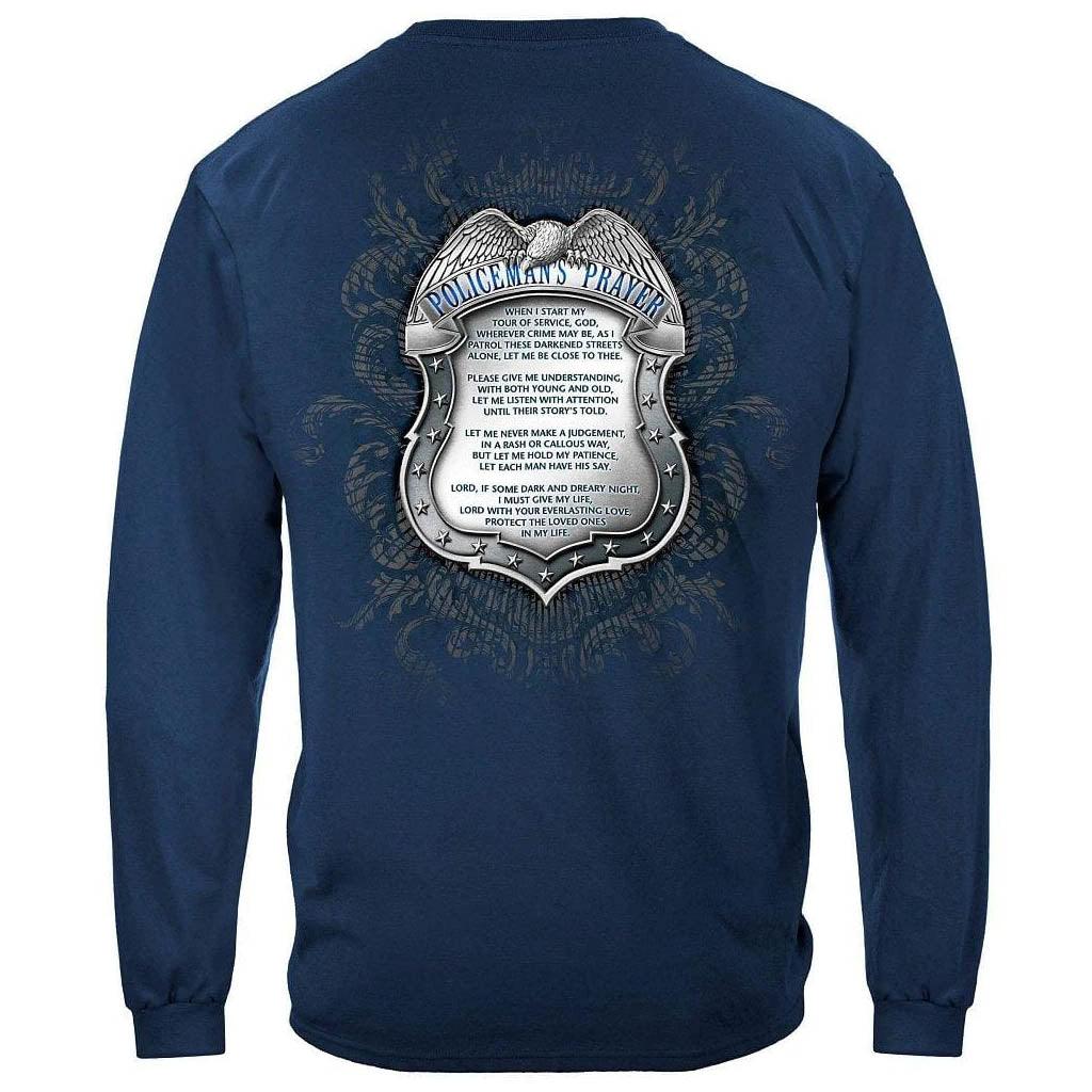 United States Policeman's Chrome Badge With Policeman's Prayer Premium T-Shirt - Military Republic