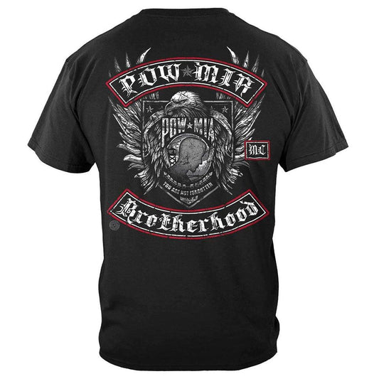 United States Pow Mia Biker With Rockers Silver Foil Premium T-Shirt - Military Republic