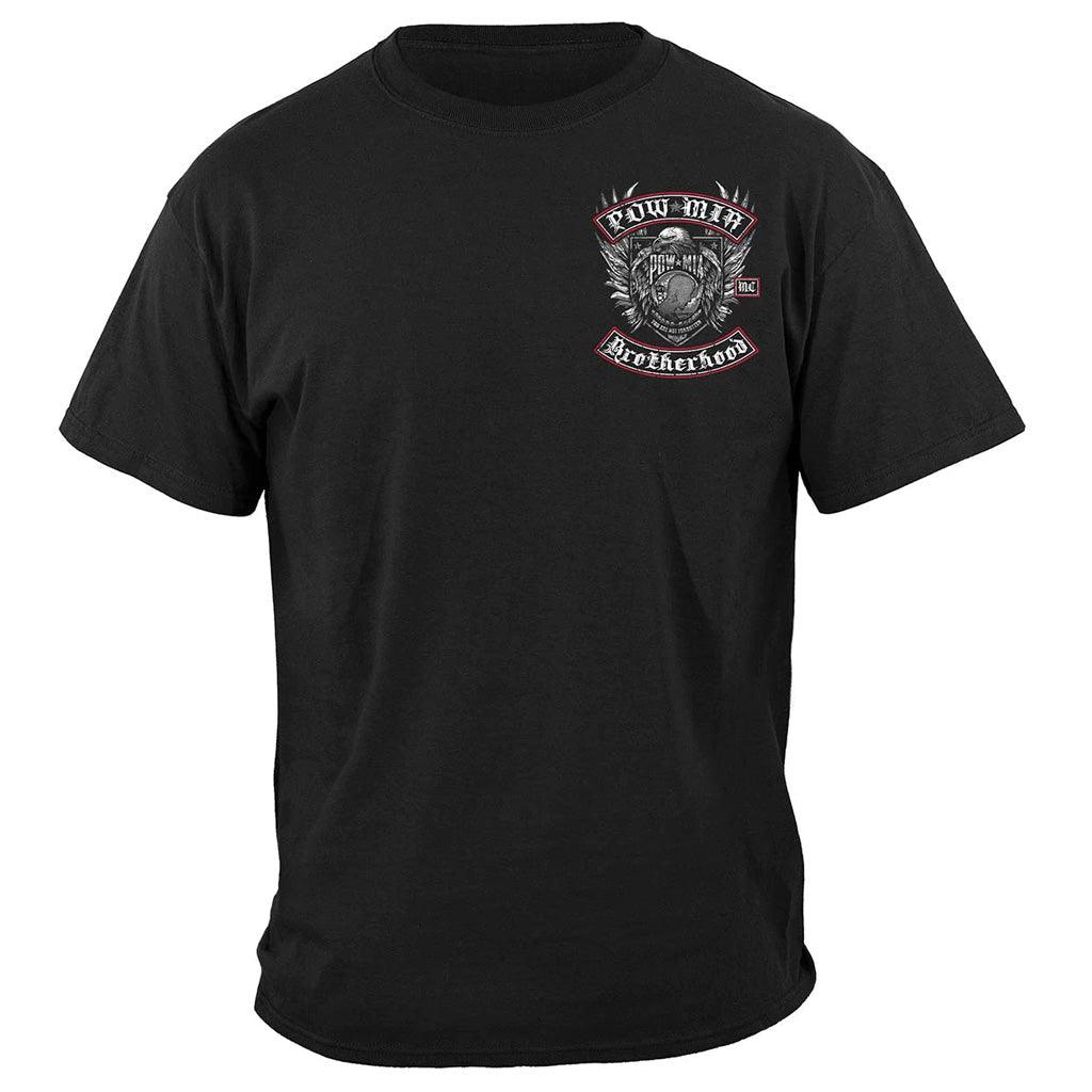 United States Pow Mia Biker With Rockers Silver Foil Premium T-Shirt - Military Republic