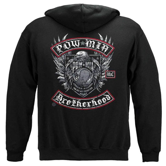 United States Pow Mia Biker With Rockers Silver Foil Premium Hoodie - Military Republic