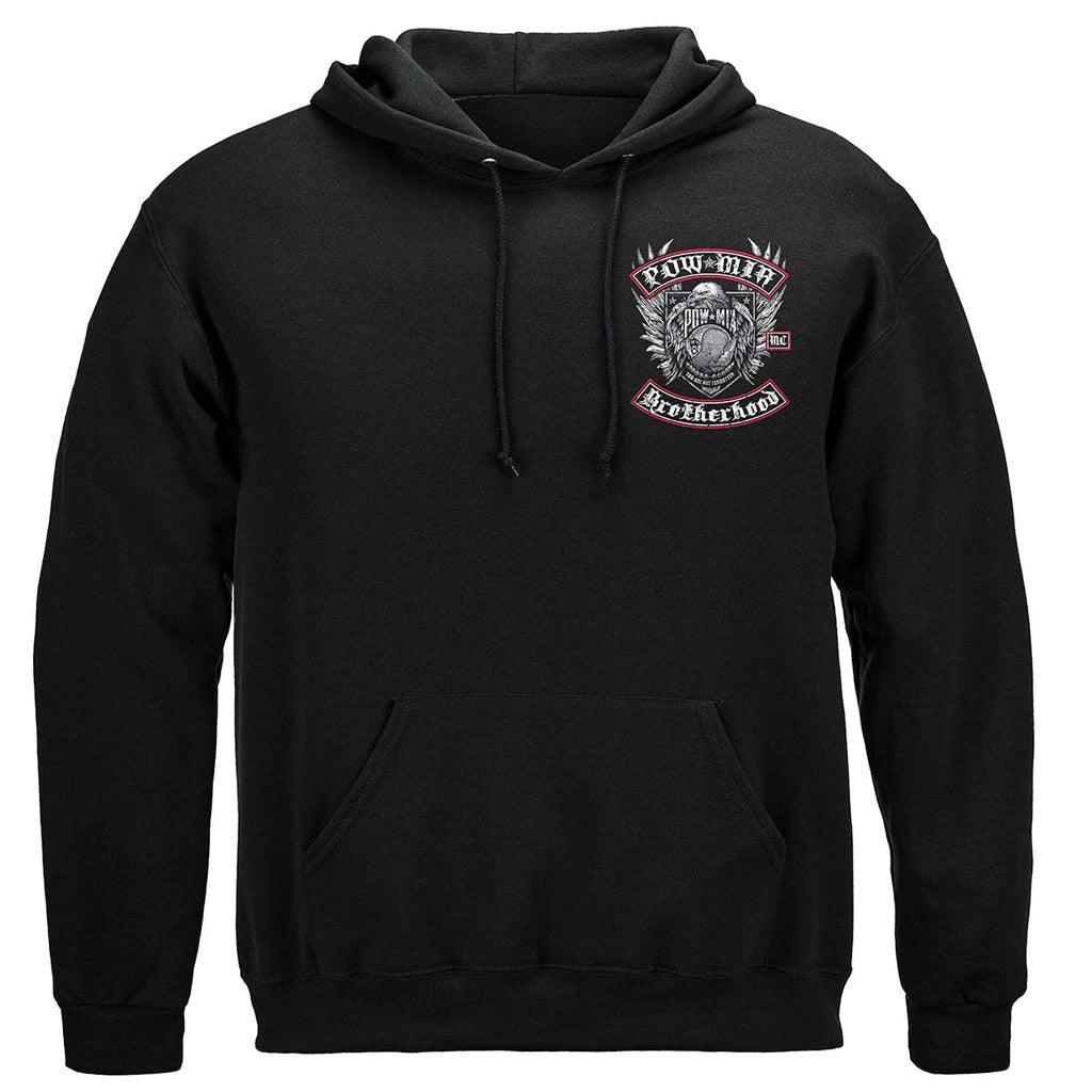 United States Pow Mia Biker With Rockers Silver Foil Premium Hoodie - Military Republic