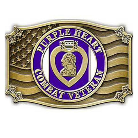 Purple Heart Combat Veteran Ultimate Sacrifice Belt Buckle - Military Republic