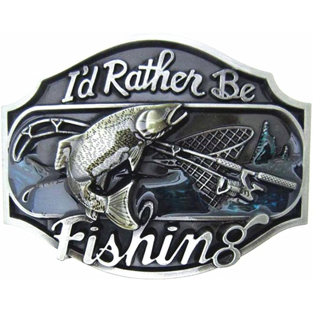 I'd Rather Be Fishing Zinc Alloy Belt Buckle - Military Republic