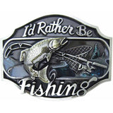 I'd Rather Be Fishing Zinc Alloy Belt Buckle - Military Republic