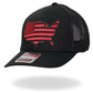 Red Flag on Country Map Black Trucker Biker Mesh Hat - Military Republic