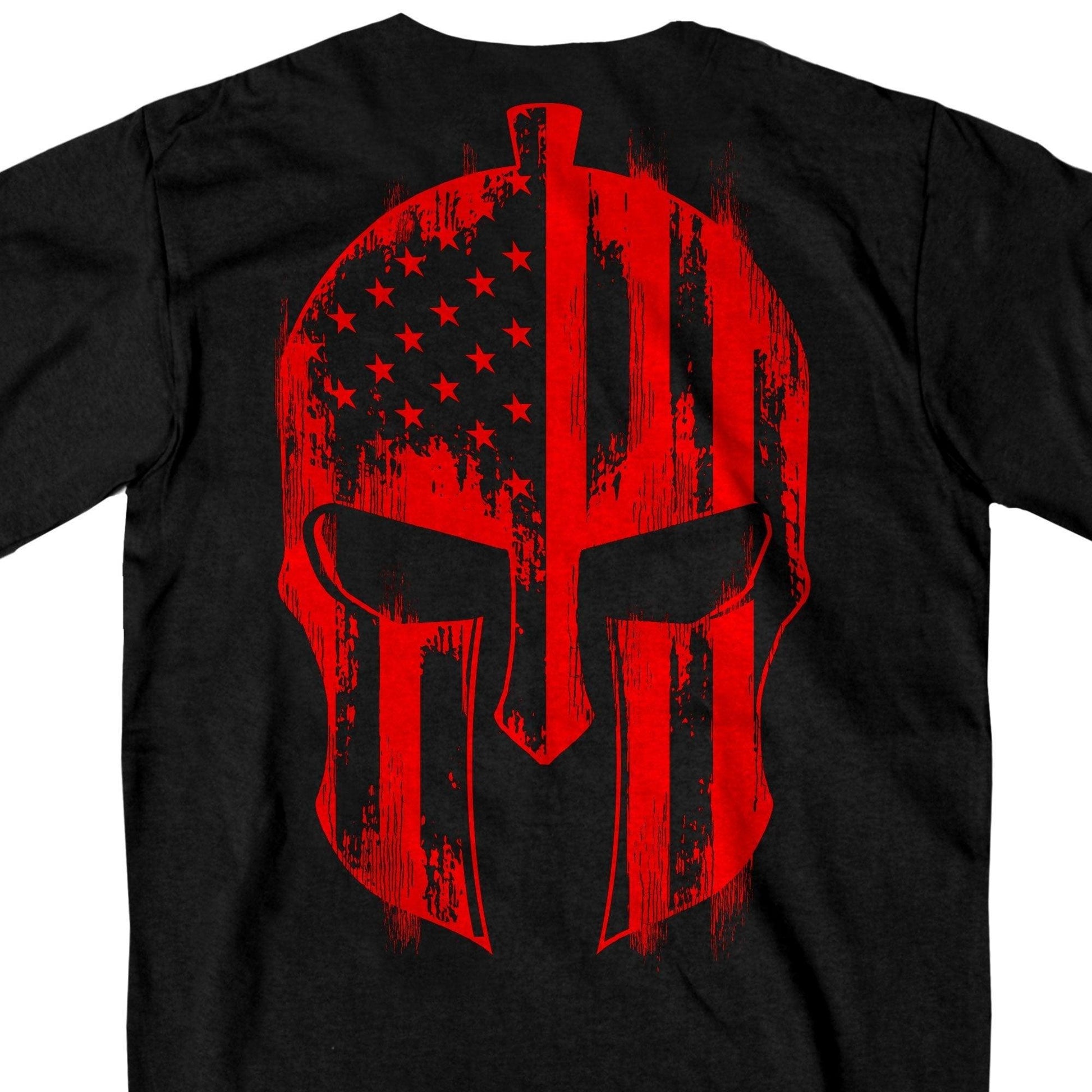 Red Skull Flag Warrior Biker T-shirt - Military Republic