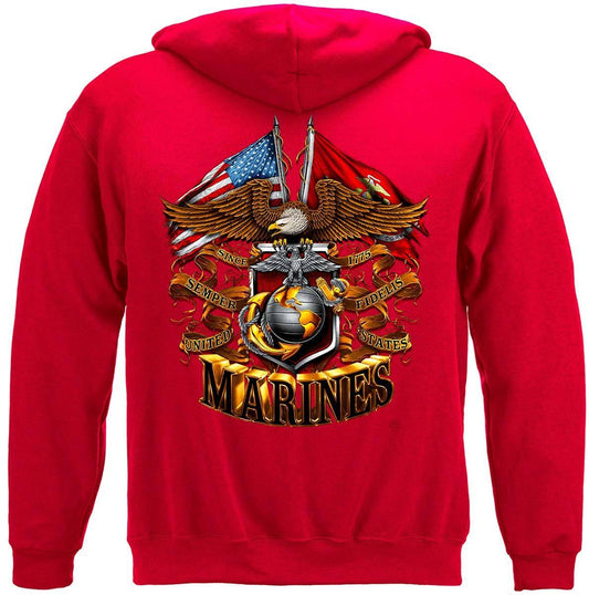 Red Marines Double Flag Hoodie - Military Republic