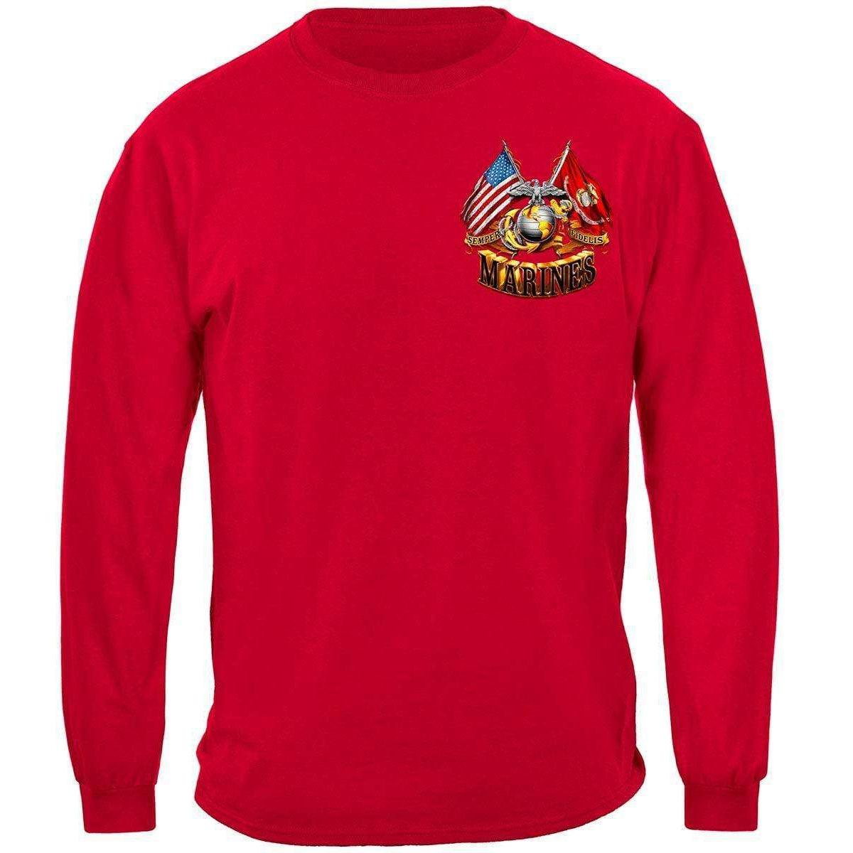 Red Marines Double Flag Long Sleeve - Military Republic