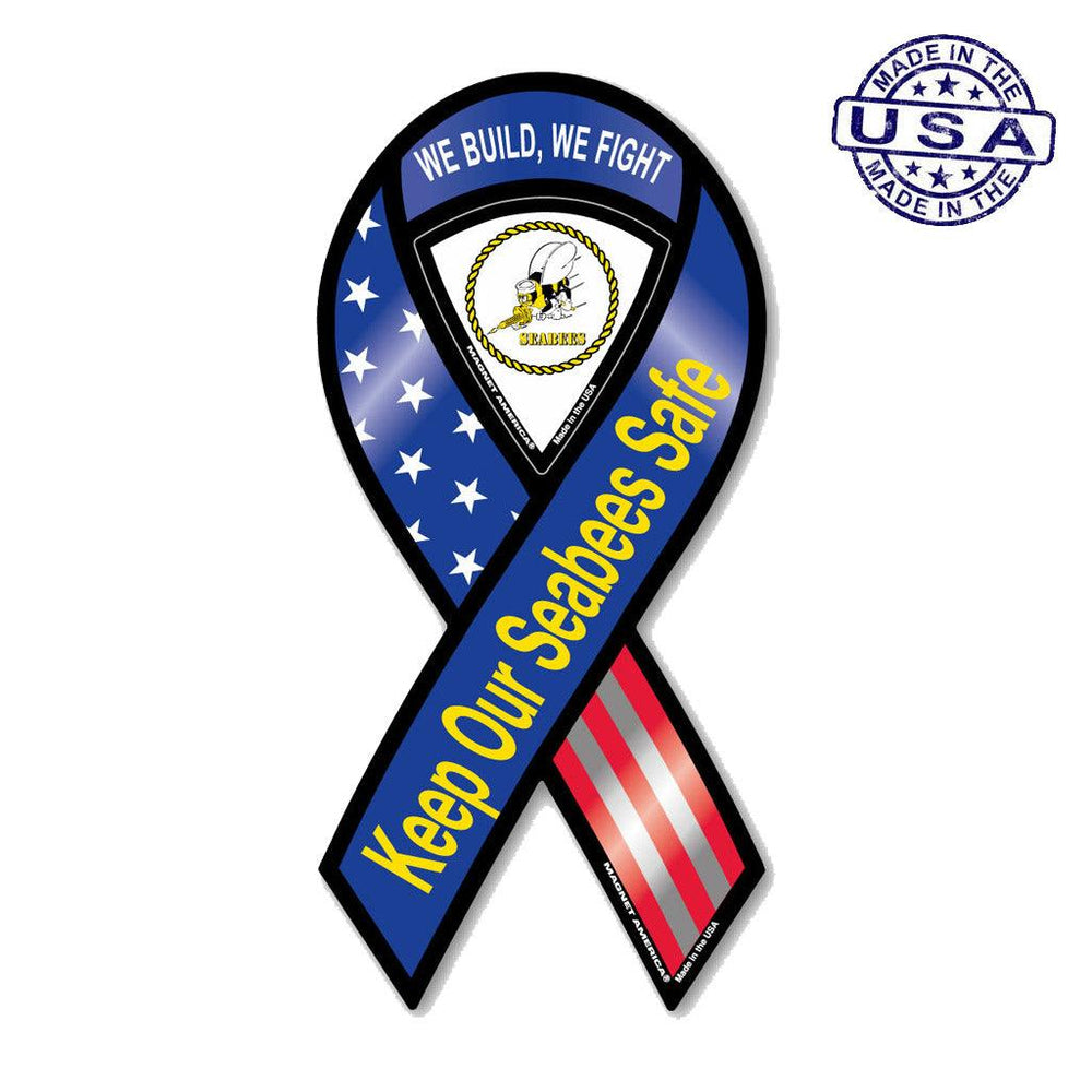 United States Navy Seabees Red, White & Blue Ribbon Magnet (3.88