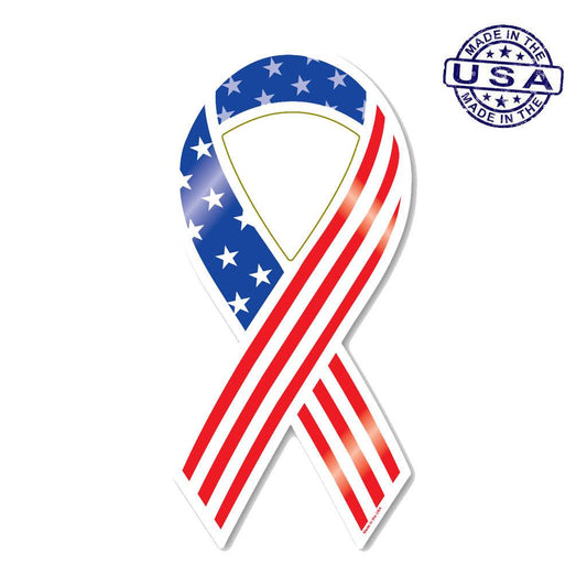 United States Patriotic Stars and Stripes Ribbon Magnet (3.88" x 8") - Military Republic