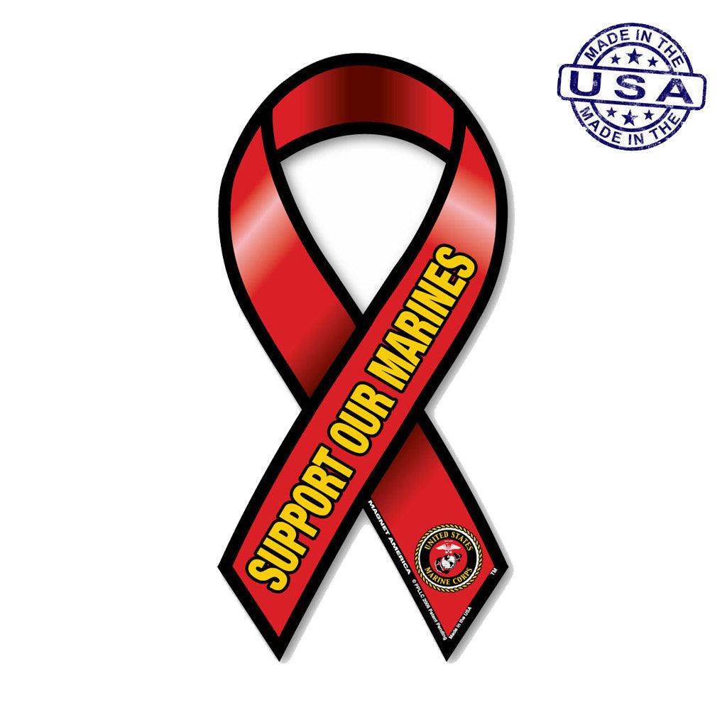 United States Marines Support our Marines Ribbon Magnet (3.88" x 8") - Military Republic