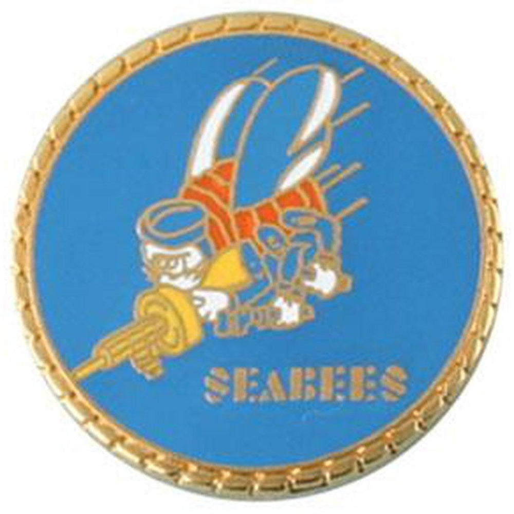 Seabee Round Lapel Pin 7/8