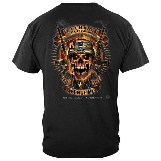 United States Skull of Doom If I Die Avenge Me, No Retreat Premium Men's T-Shirt - Military Republic