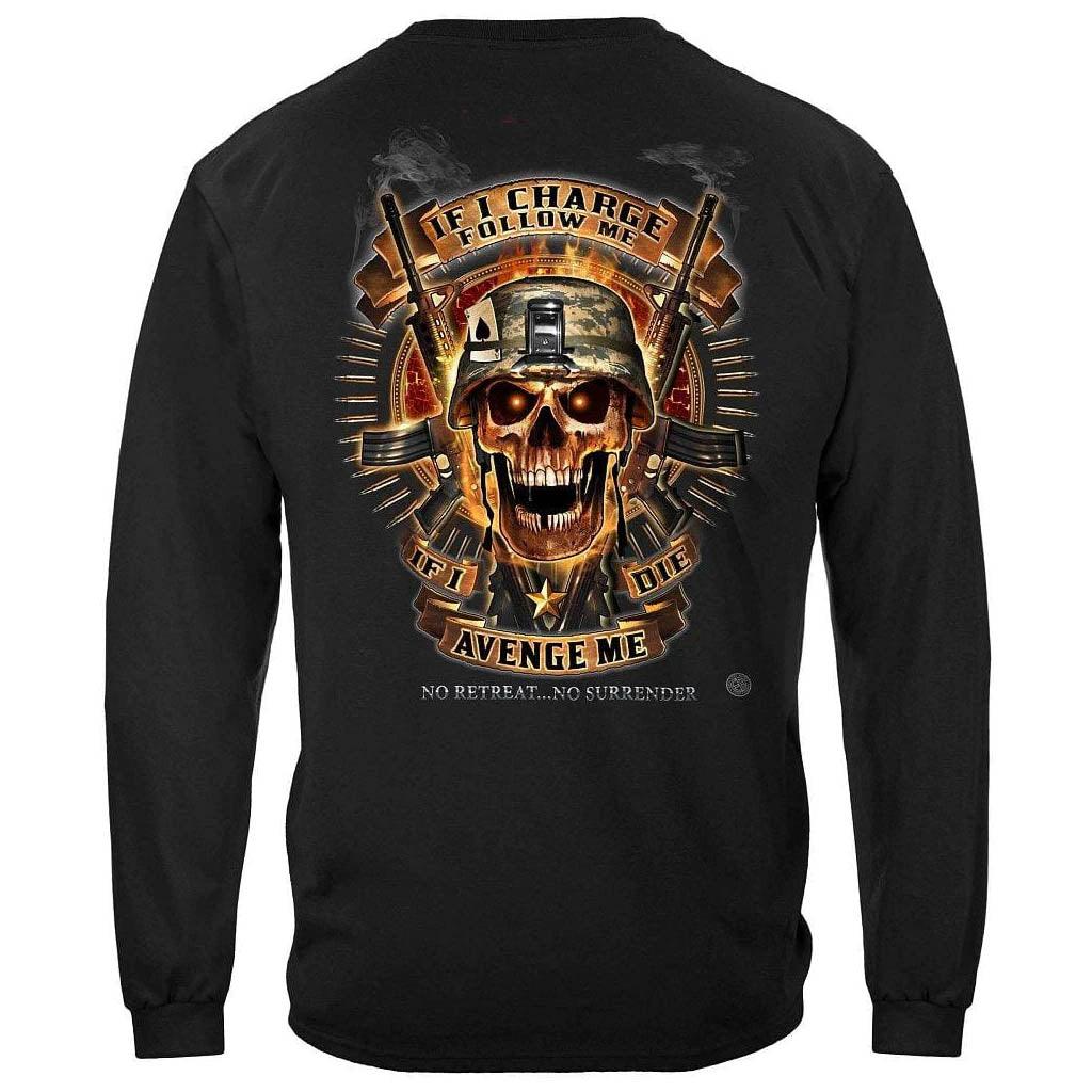 United States Skull of Doom If I Die Avenge Me, No Retreat Premium Men's T-Shirt - Military Republic