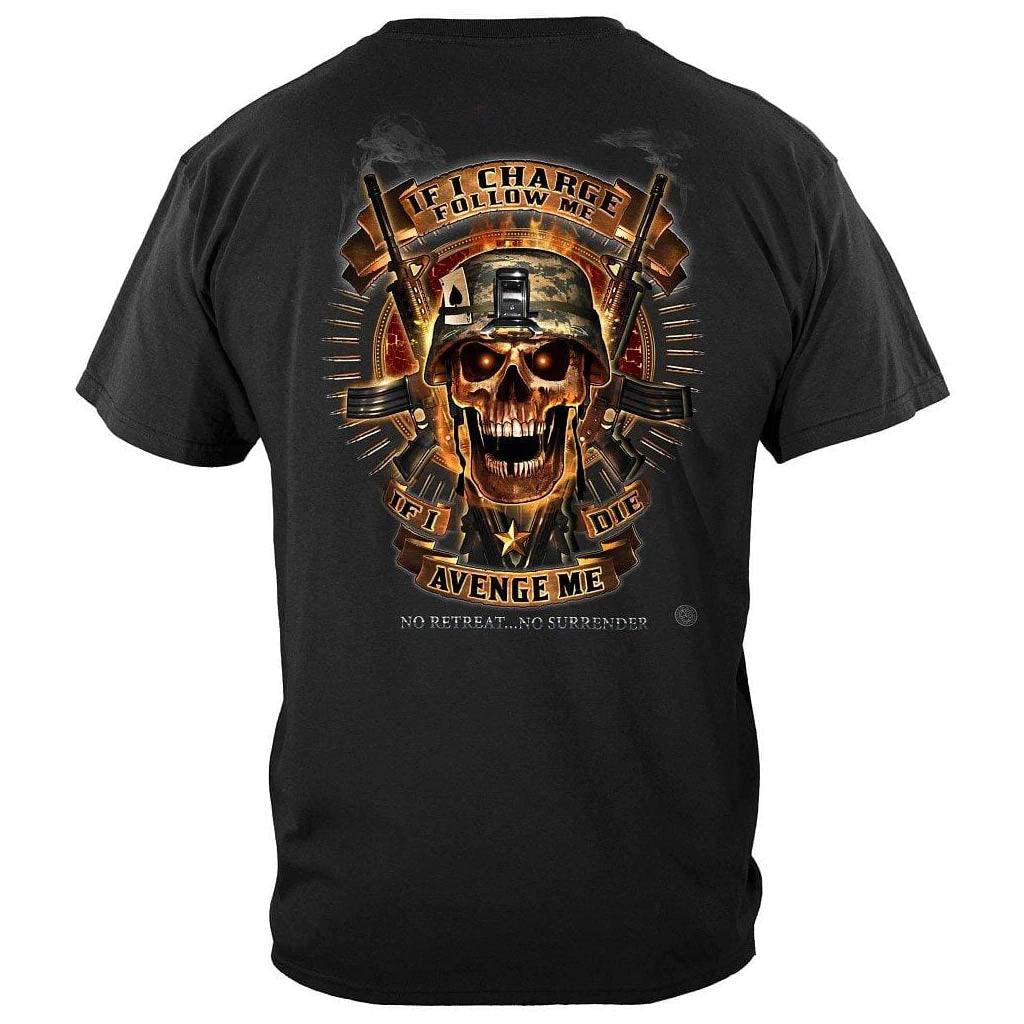 United States Skull of Doom If I Die Avenge Me, No Retreat Premium Men's Hoodie - Military Republic