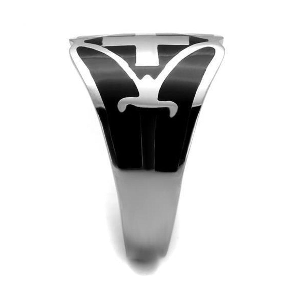 Stainless Steel High polished (no plating) Epoxy Jet Men’s Ring - Military Republic