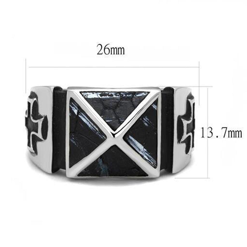 Stainless Steel Ring High polished (no plating) Leather Jet Men’s Ring - Military Republic