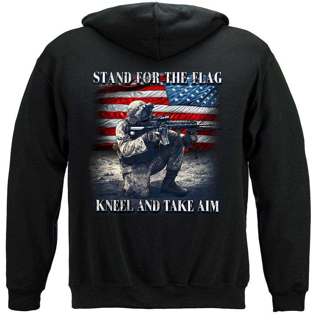 Stand For The Flag Kneel And Take Aim Premium Men's Hoodie - Military Republic