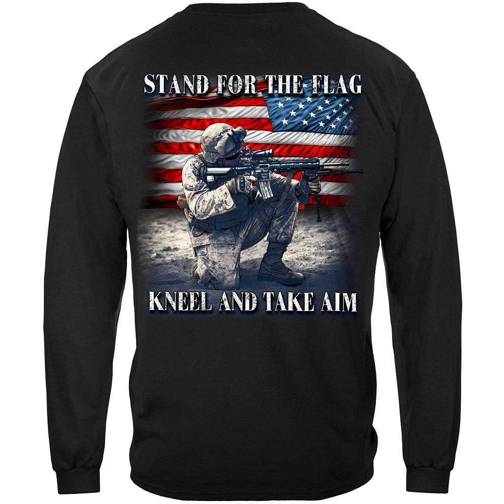 Stand For The Flag Kneel And Take Aim Premium Men's Hoodie - Military Republic