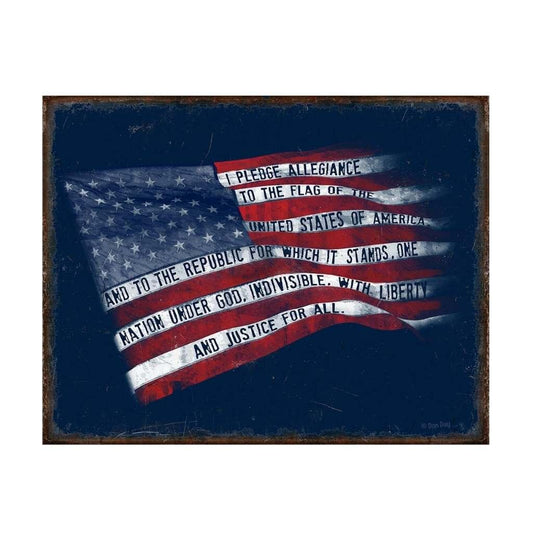 The Flag Pledge Tin Sign - Military Republic