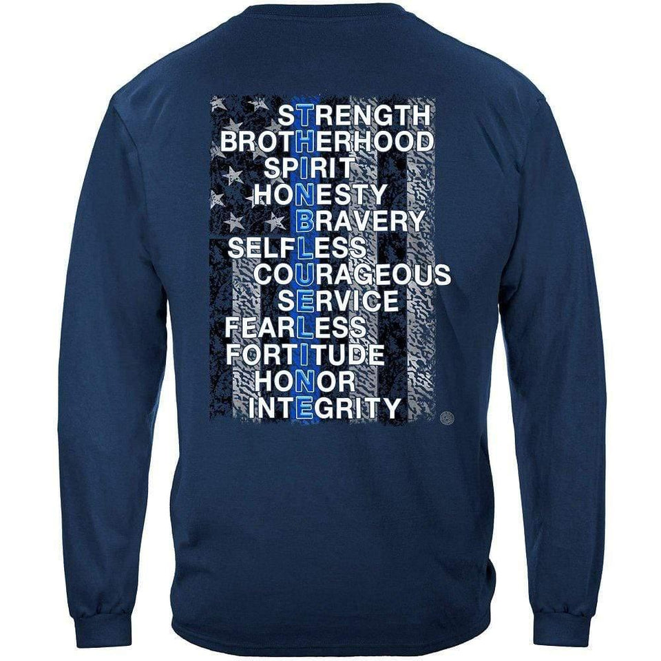 Thin Blue Line Law Enforcement Brotherhood T-shirt - Military Republic