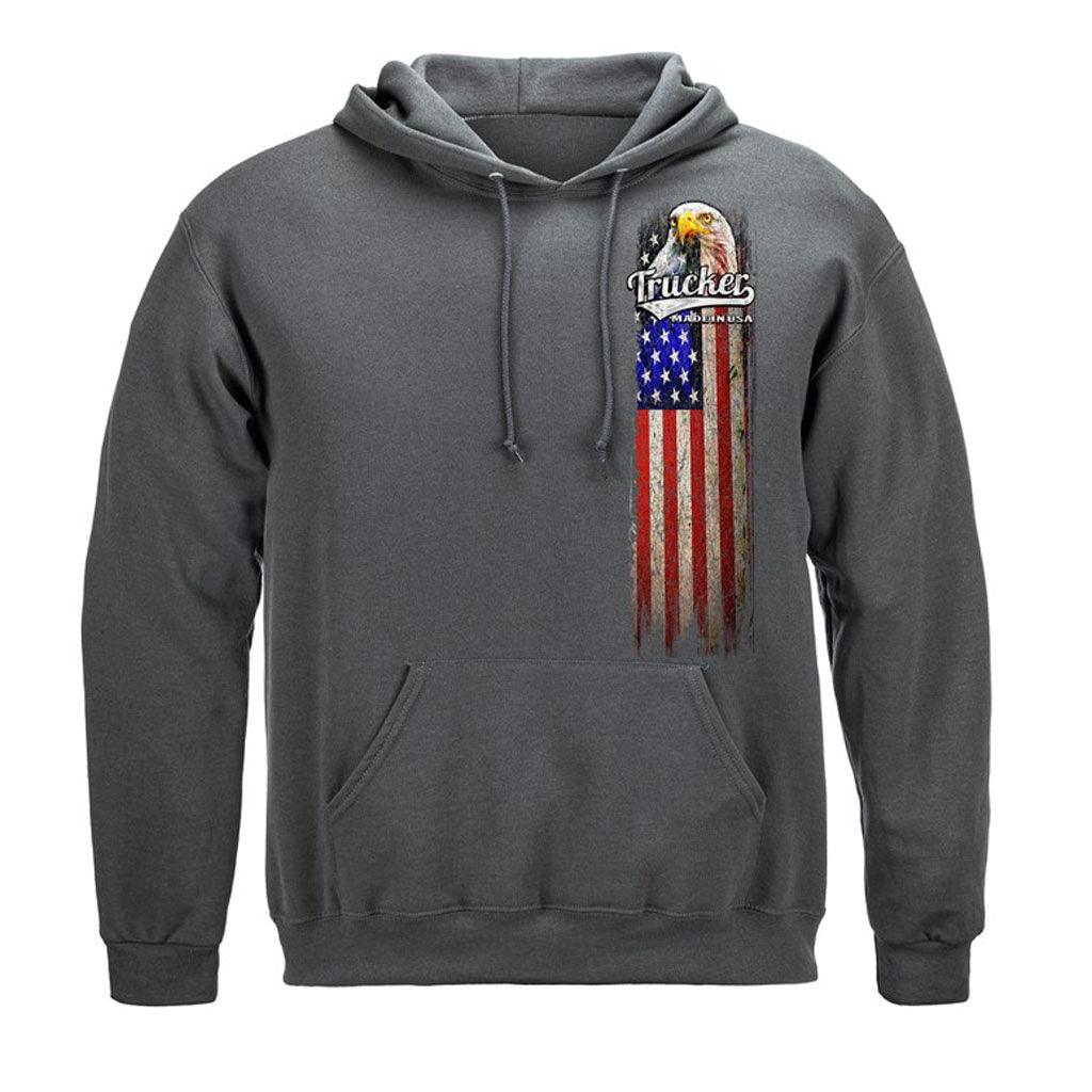 Trucker American Pride Flag, Eagle and USA Patriotic Stars Hoodie - Military Republic