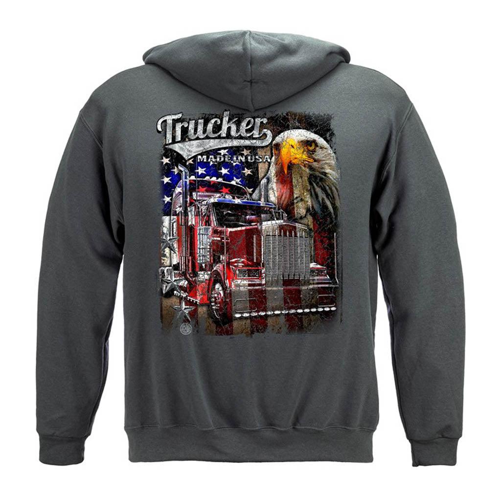 Trucker American Pride Flag, Eagle and USA Patriotic Stars Hoodie - Military Republic