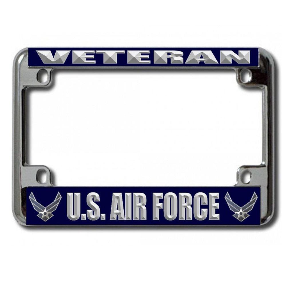 U.S. Air Force Veteran Chrome Motorcycle License Plate Frame - Military Republic