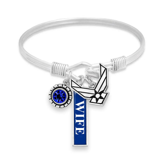 U.S. Air Force® Bracelet- Triple Vertical Charm - Wife - Military Republic