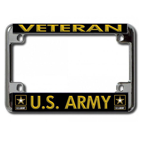 U.S. Army Veteran Chrome Motorcycle License Plate Frame - Military Republic