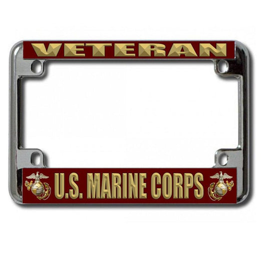 U.S. Marine Corps Veteran Chrome Motorcycle License Plate Frame - Military Republic