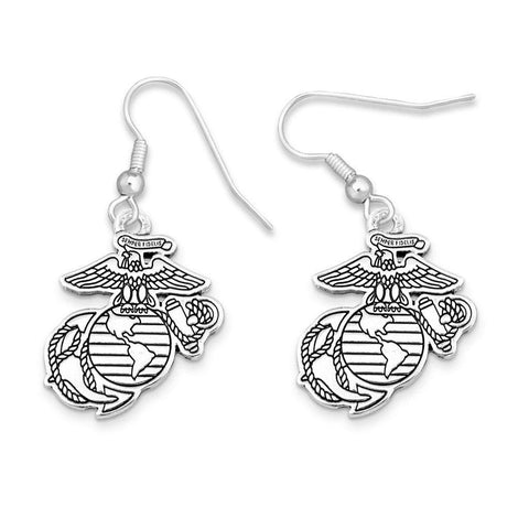 U.S. Marines Silver Logo Charm Earrings - Military Republic