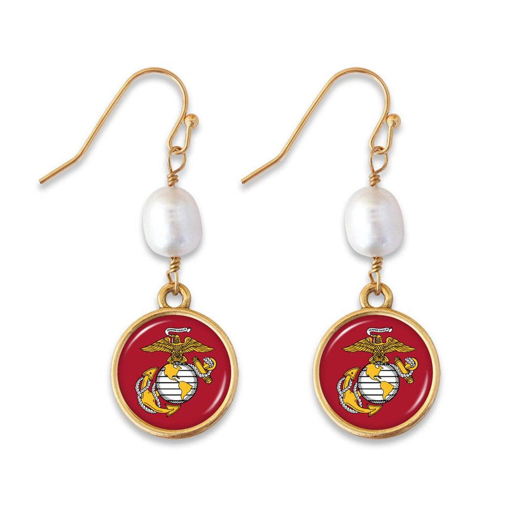 U.S. Marines Diana Earrings with Pearls - Military Republic