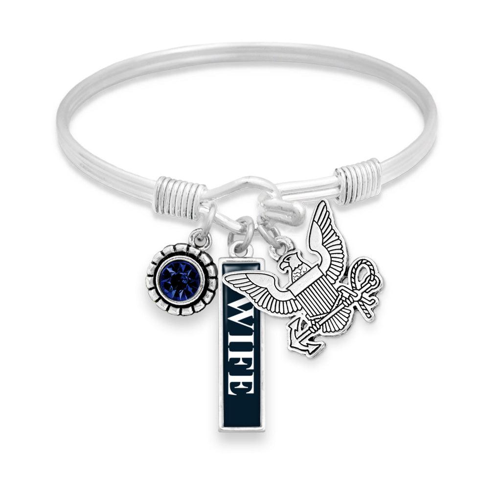 U.S. Navy® Bracelet- Triple Vertical Charm - Wife - Military Republic