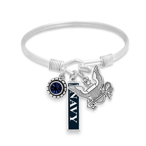 U.S. Navy Triple Charm Bracelet with Vertical Navy Pendant - Military Republic