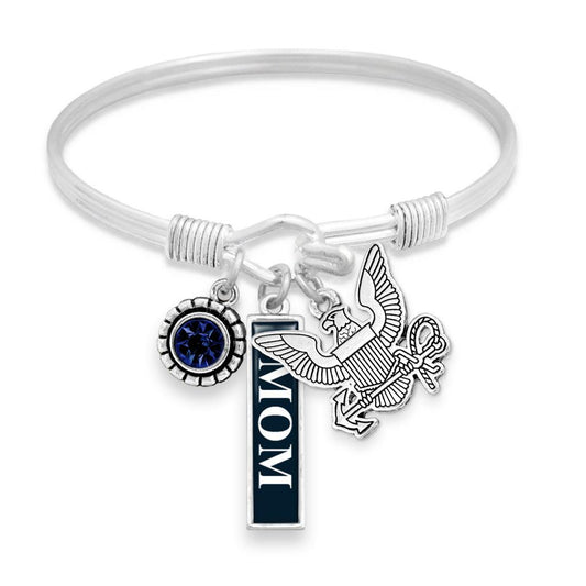 U.S. Navy Triple Charm Bracelet with Vertical Mom Pendant - Military Republic