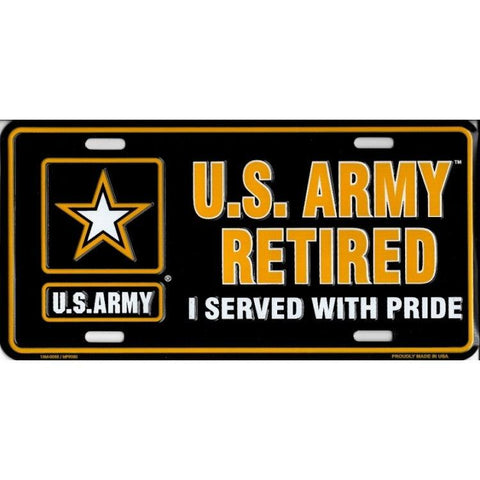 U.S. Army Retired Metal License Plate - Military Republic