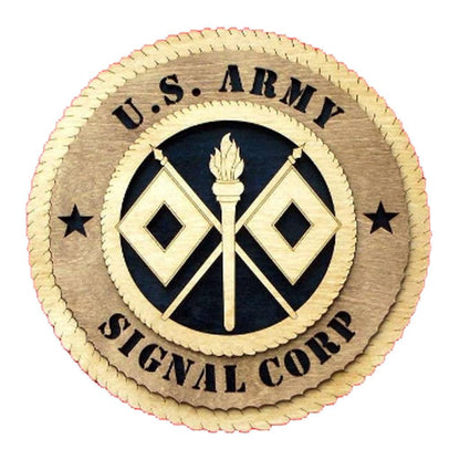 U.S. Army Signal Corp Large Handmade Wooden Tribute Wall Plaque - Military Republic