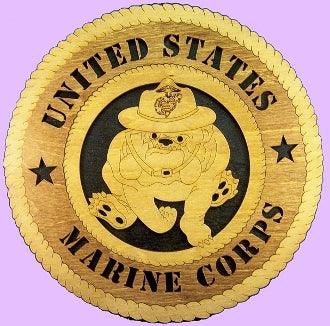 U.S. Marines Bulldog Large Handmade Wooden Tribute Wall Plaque - Military Republic