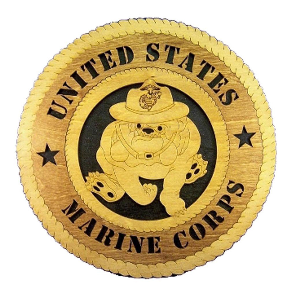 U.S. Marines Bulldog Large Handmade Wooden Tribute Wall Plaque - Military Republic