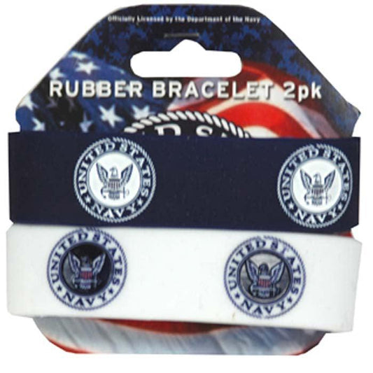 U.S. Navy Logo Rubber Bracelets Wrist Bands 2PACK - Military Republic